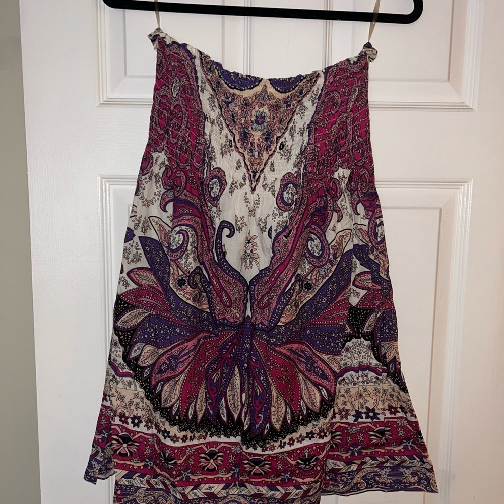 Boho Chic Paisley Mini Dress - Purple and Pink